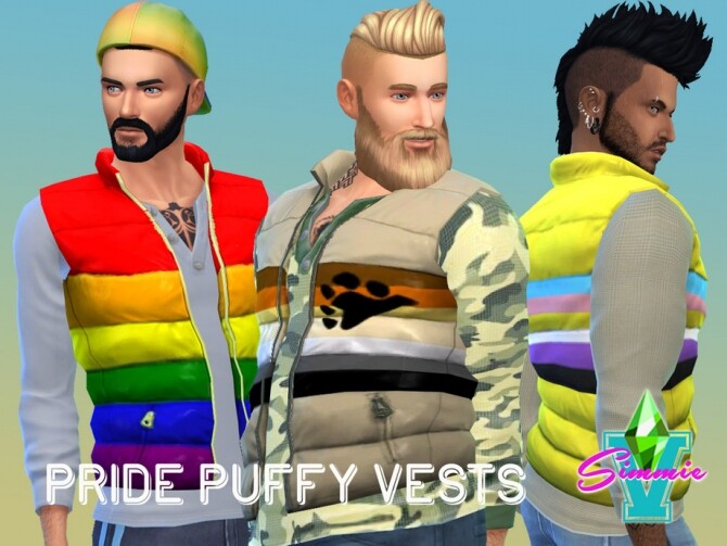 Sims 4 Pride Puffy Vest w/ Long Tee by SimmieV at TSR
