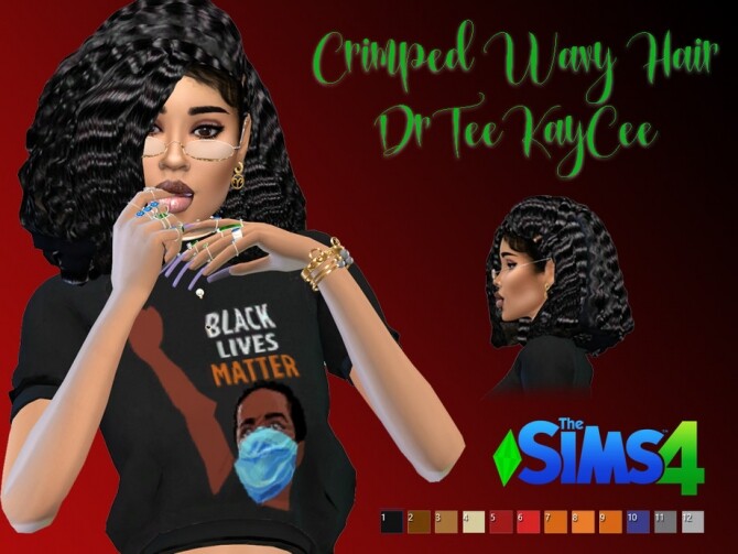 Sims 4 Crimped Wavy Hair by drteekaycee at TSR