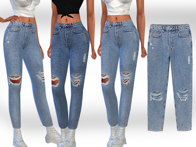 Cropped Mesh Slim Mom Jeans by Saliwa at TSR » Sims 4 Updates