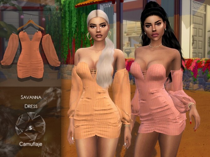 Sims 4 Savanna Dress by Camuflaje at TSR