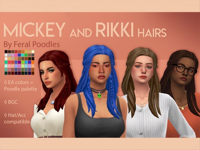 Sims 4 Rikki Hair by feralpoodles at TSR