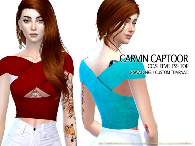 Sims 4 Sleeveless Top by carvin captoor at TSR
