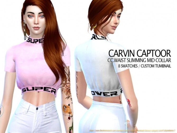 Sims 4 Waist slimming mid collar by carvin captoor at TSR