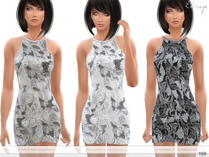 Sims 4 Beaded Short Dress by ekinege at TSR