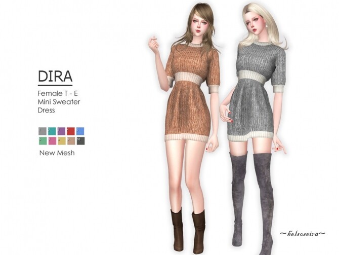 Sims 4 DIRA Sweater Dress by Helsoseira at TSR