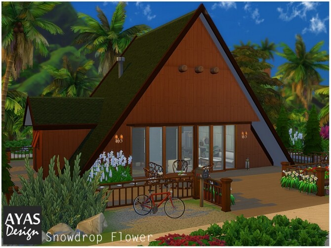 Sims 4 Snowdrop Flower A frame home by ozgeayas at TSR