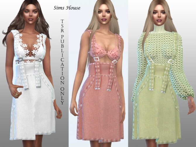 Sims 4 Pastel colored denim skirt by Sims House at TSR