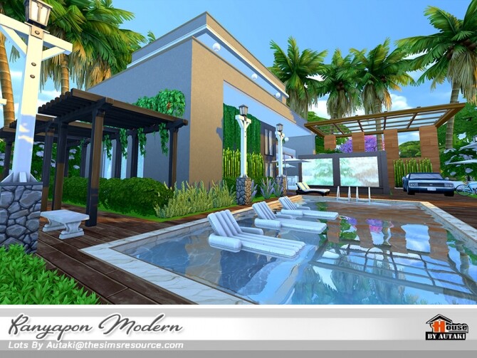 Sims 4 Kanyapon Modern House NoCC by autaki at TSR