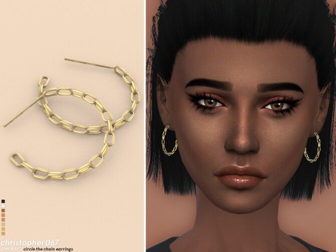 Sims 4 Circle The Chain Earrings by christopher067 at TSR