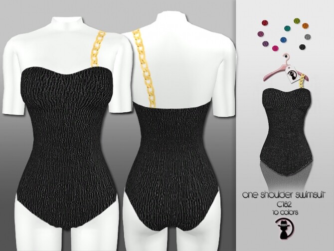 Sims 4 One Shoulder Swimsuit C182 by turksimmer at TSR