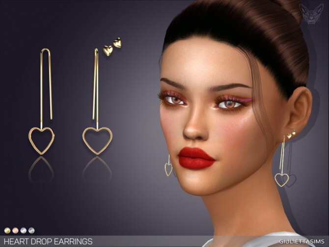 Sims 4 Heart Drop Earrings by feyona at TSR
