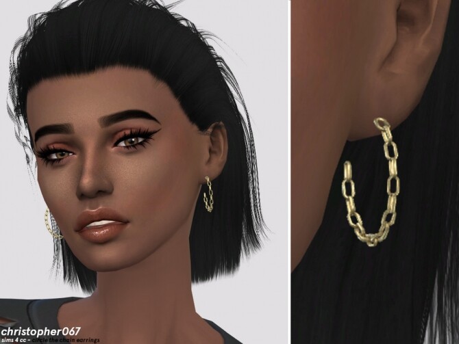 Sims 4 Circle The Chain Earrings by christopher067 at TSR