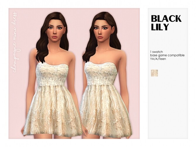 Sims 4 Champagne Mini Dress by Black Lily at TSR