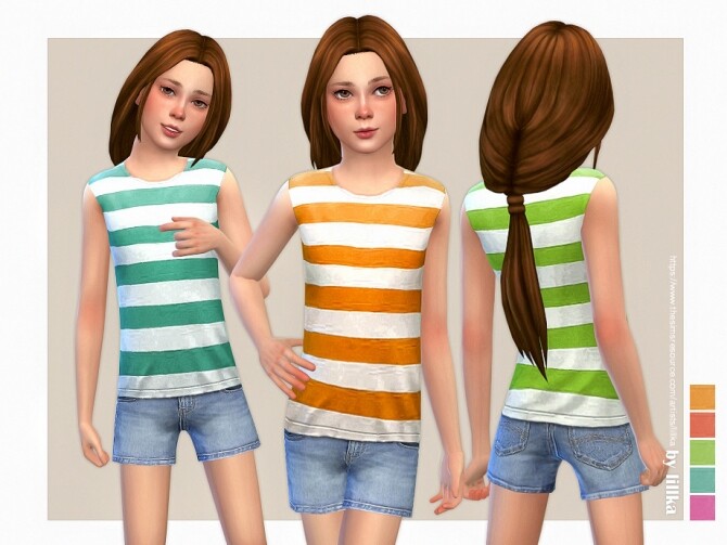 Sims 4 Striped Top & Shorts by lillka at TSR