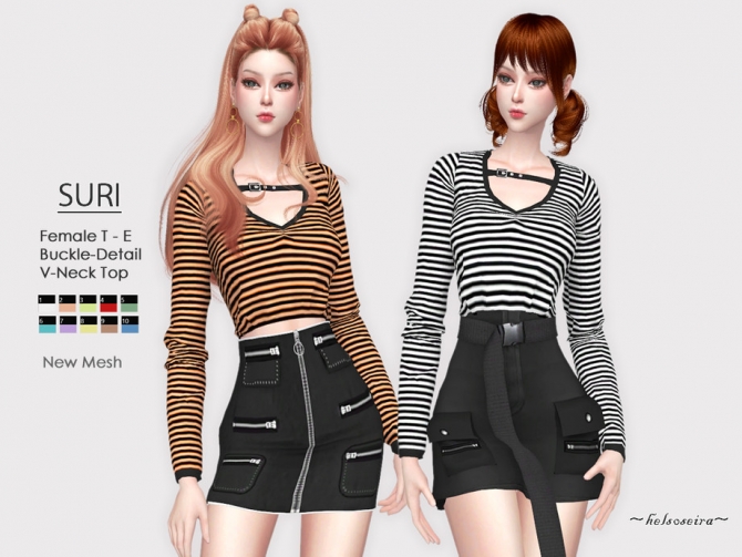 SURI V-Neck Top by Helsoseira at TSR » Sims 4 Updates