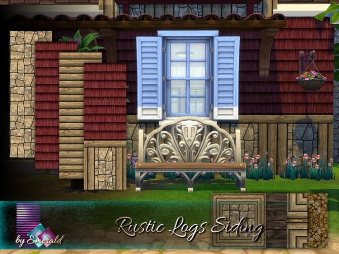 Sims 4 Rustic Logs Siding by emerald at TSR