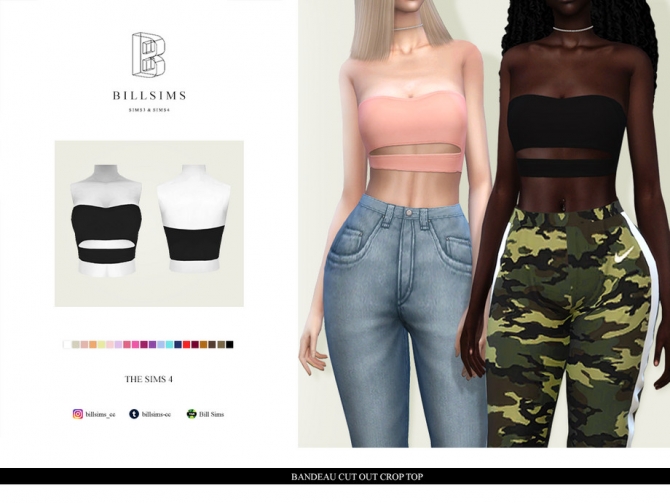 Bandeau Cut Out Crop Top by Bill Sims at TSR » Sims 4 Updates