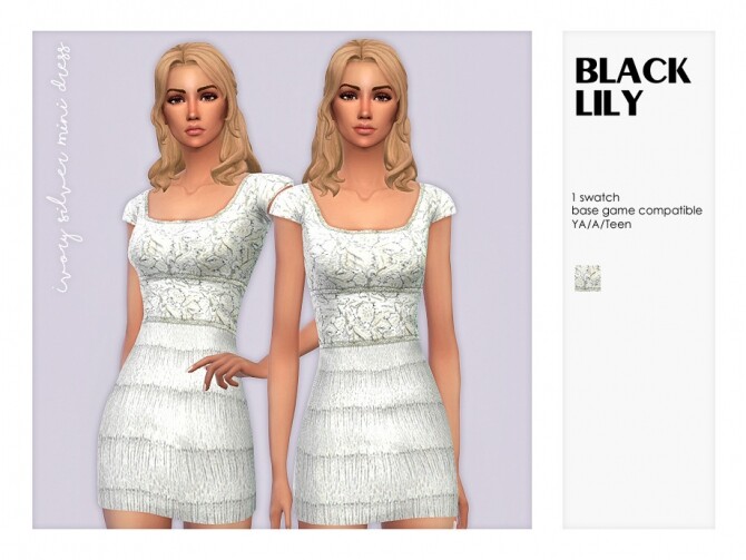 Sims 4 Ivory Silver Mini Dress by Black Lily at TSR