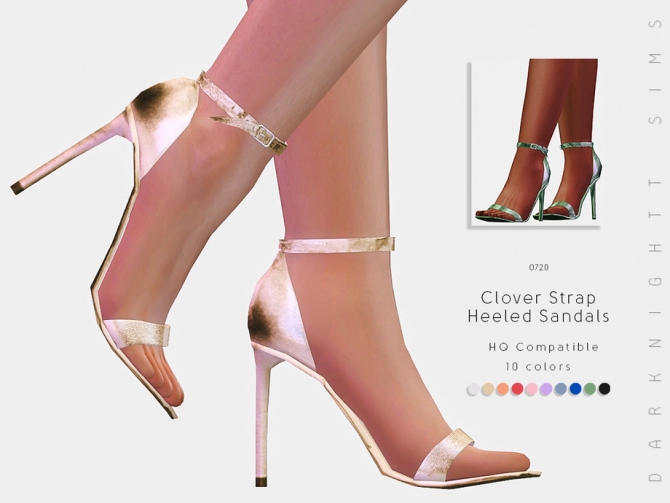 Clover Strap Heeled Sandals by DarkNighTt at TSR » Sims 4 Updates