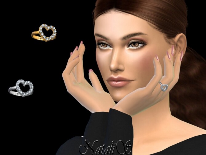 Sims 4 Crystal open heart ring by NataliS at TSR