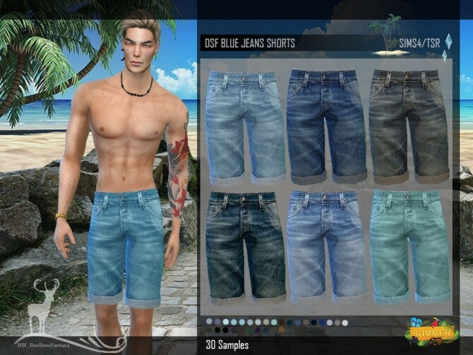 Sims 4 DSF BLUE JEANS SHORTS by DanSimsFantasy at TSR
