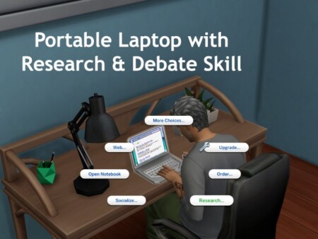 Portable Laptop with Research and Debate Skill by holographictrash at Mod The Sims