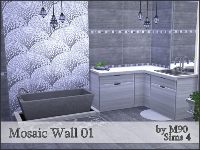 Sims 4 M90 Mosaic Wall 01 by Mircia90 at TSR
