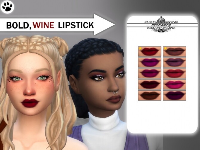 Sims 4 Bold Wine Colored Lipstick by MsBeary at TSR