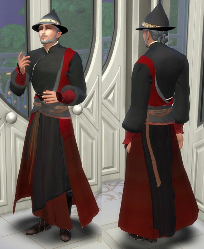Sims 4 Manly robes for spellcasters and fantasy Sims by Velouriah at Mod The Sims