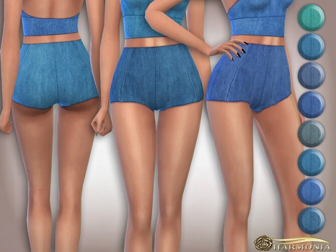 Sims 4 High rise Stretch denim Boy shorts by Harmonia at TSR