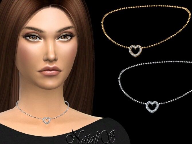 Sims 4 Crystal open heart choker by NataliS at TSR