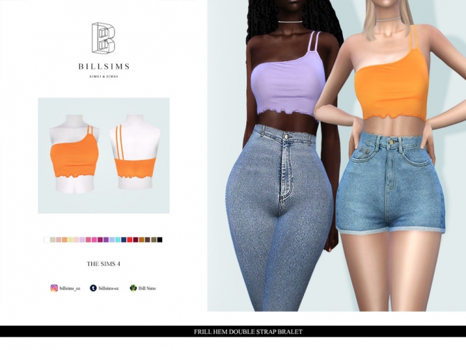 Frill Hem Double Strap Bralet by Bill Sims at TSR » Sims 4 Updates