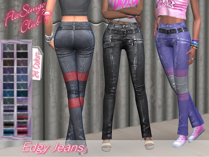 Sims 4 Edgy Jeans by FlaSimgo Club at TSR