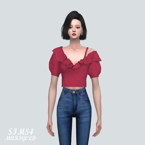 Off-Shoulder Wrap Blouse at Marigold » Sims 4 Updates