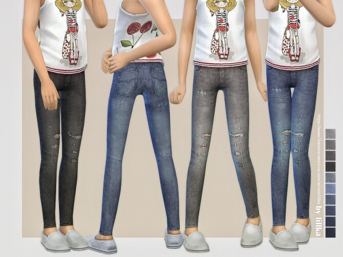 Sims 4 Skinny Jeans for Girls 08 by lillka at TSR