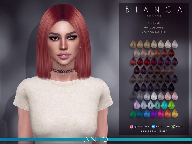 Sims 4 Bianca Hairstyle by Anto at TSR