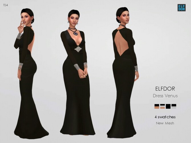 Sims 4 Dress Venus at Elfdor Sims