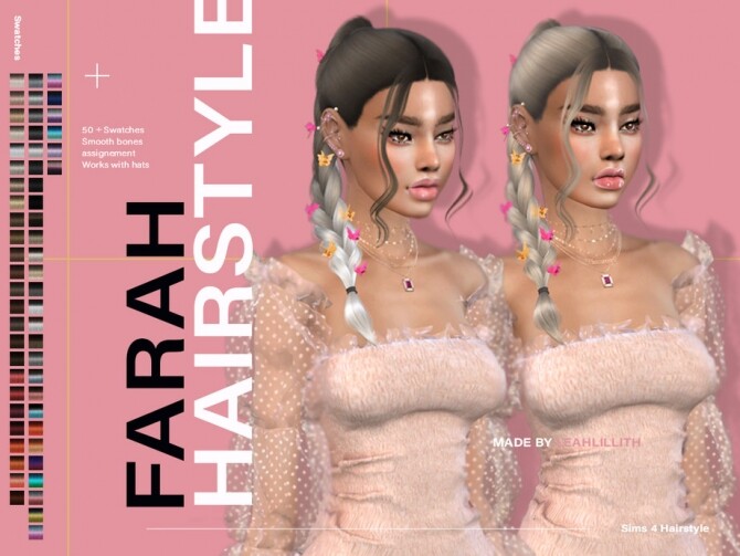 Sims 4 Farah Hairstyle by Leah Lillith at TSR