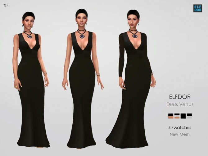 Sims 4 Dress Venus at Elfdor Sims