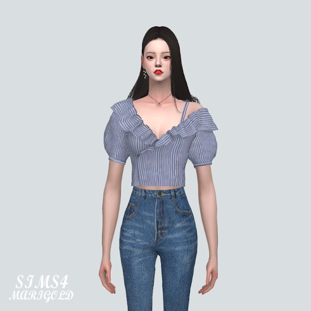 Off-Shoulder Wrap Blouse at Marigold » Sims 4 Updates