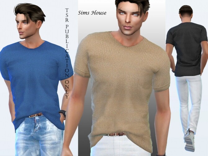 Men's T-shirt without print by Sims House at TSR » Sims 4 Updates