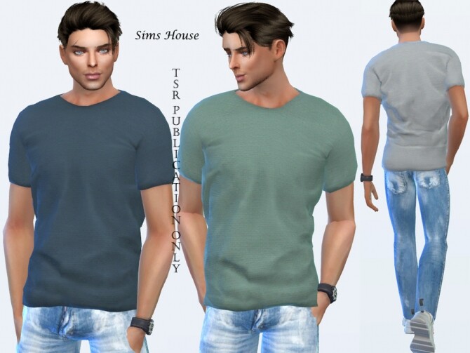 Sims 4 Mens t shirt unprinted not tucked by Sims House at TSR