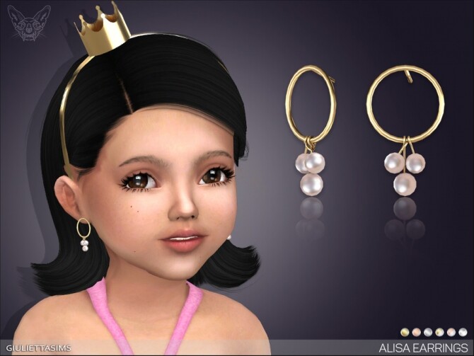 Sims 4 Alisa Earrings For Toddlers by feyona at TSR