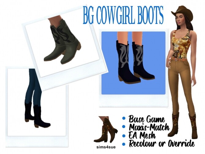 Sims 4 BG COWGIRL BOOTS at Sims4Sue