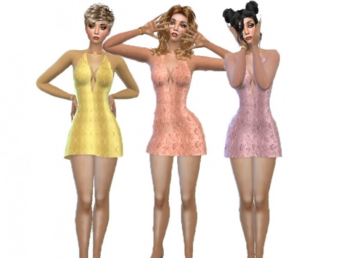 Sims 4 Gold rose formal dress by TrudieOpp at TSR