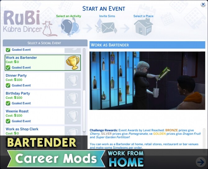 Sims 4 Barkeeper Career Mod by rubi at Mod The Sims