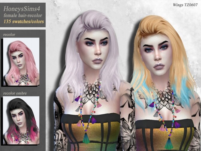 Sims 4 Wings TZ0607 female hair recolor by HoneysSims4 at TSR