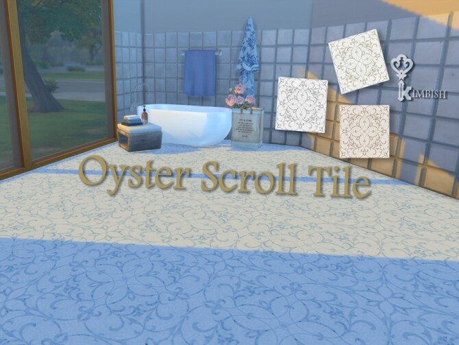 Sims 4 Oyster Scroll Mosaic Tile by Kimbish at TSR