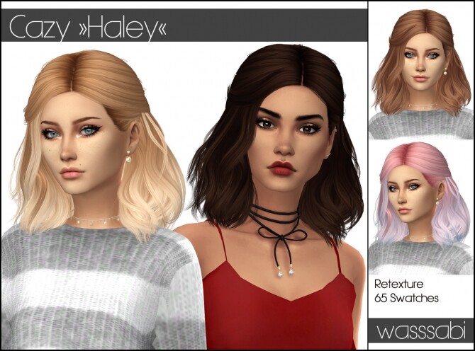 Sims 4 Cazy Haley hair retextured at Wasssabi Sims