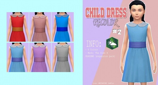 Sims 4 Child dress recolor at Kass
